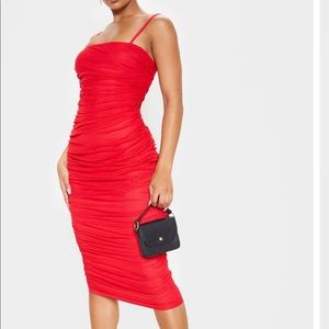 Red Strappy Mesh “Midaxi” Dress